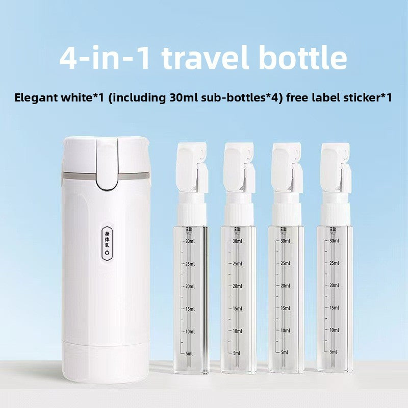 Four-In-One Travel Dispensing Bottle for Toiletries