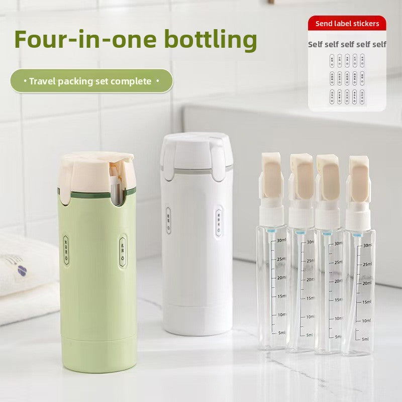 Four-In-One Travel Dispensing Bottle for Toiletries